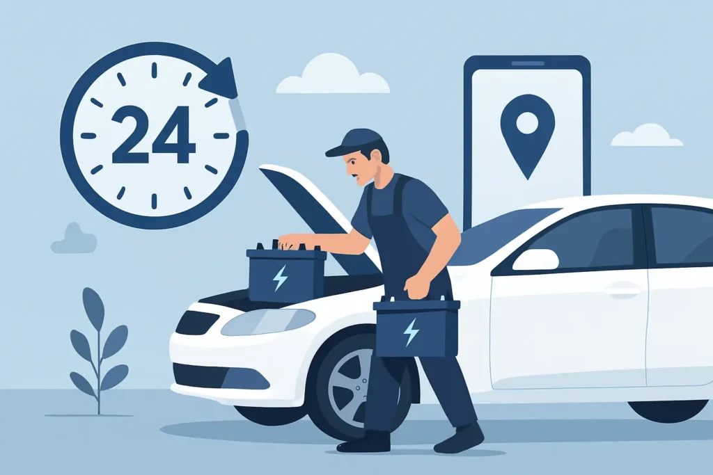 24-Hour Car Battery Replacement, No Waiting
